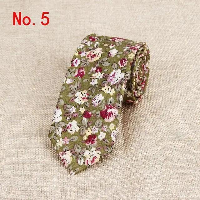 Luxury Flower Handmade Cotton Ties For Men Classic Colorful Printed Floral Designs Necktie For Wedding - 5