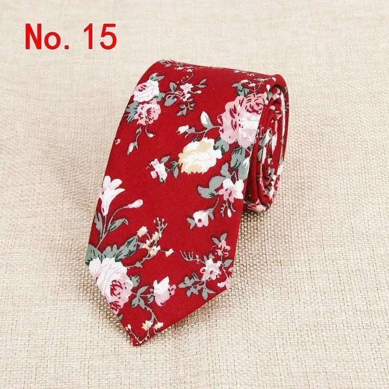 Luxury Flower Handmade Cotton Ties For Men Classic Colorful Printed Floral Designs Necktie For Wedding - 15