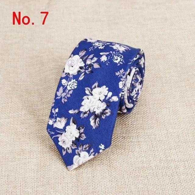 Luxury Flower Handmade Cotton Ties For Men Classic Colorful Printed Floral Designs Necktie For Wedding - 7