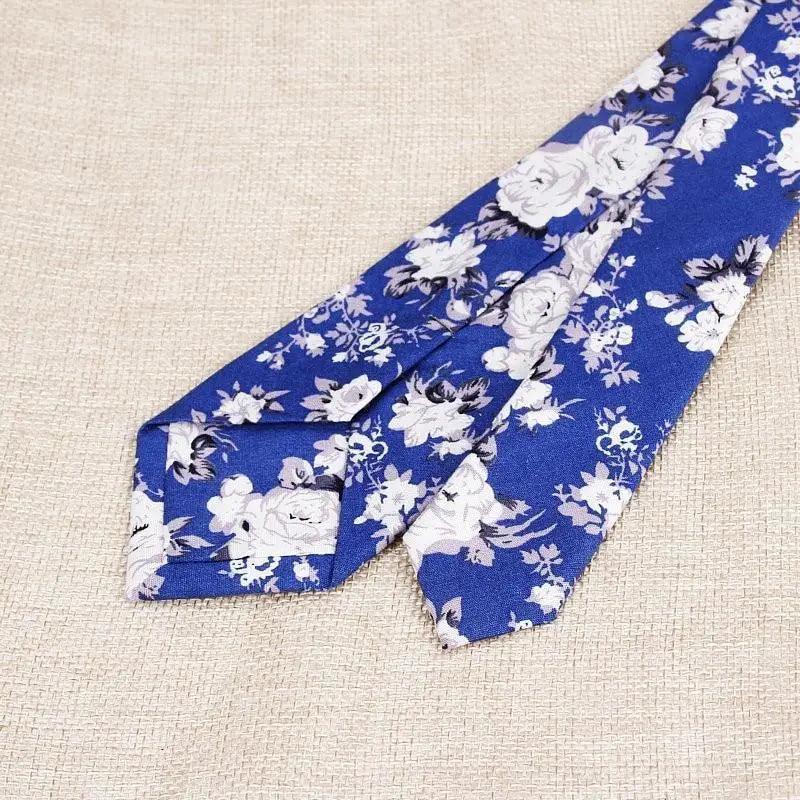 Luxury Flower Handmade Cotton Ties For Men Classic Colorful Printed Floral Designs Necktie For Wedding - STIL6348SHDGU