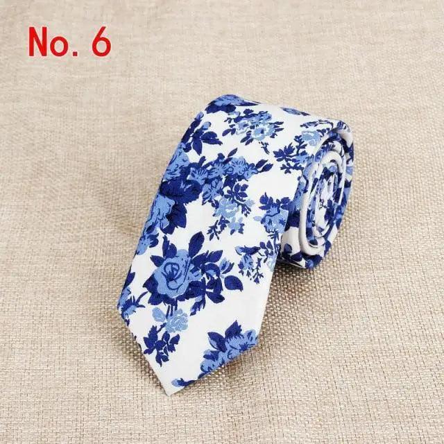 Luxury Flower Handmade Cotton Ties For Men Classic Colorful Printed Floral Designs Necktie For Wedding - 6