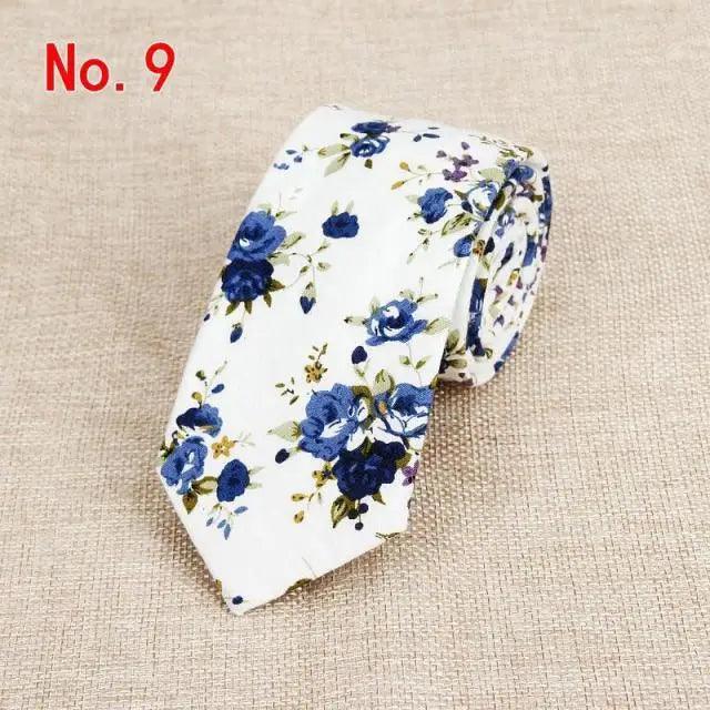 Luxury Flower Handmade Cotton Ties For Men Classic Colorful Printed Floral Designs Necktie For Wedding - 9