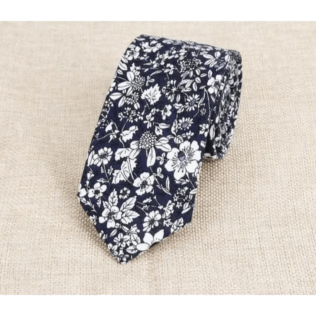 Luxury Flower Handmade Cotton Ties For Men Classic Colorful Printed Floral Designs Necktie For Wedding - 19