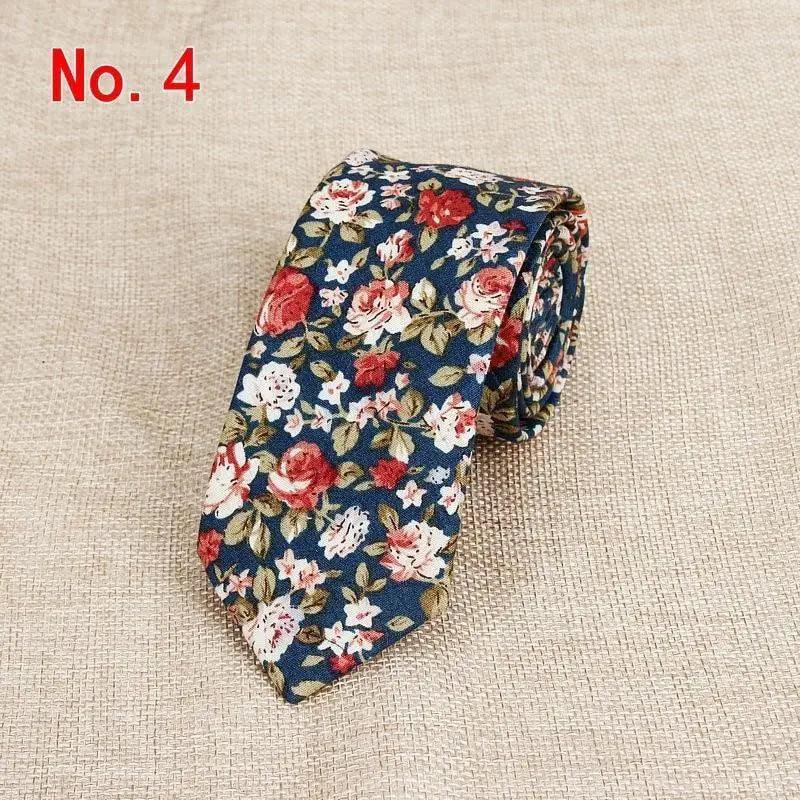 Luxury Flower Handmade Cotton Ties For Men Classic Colorful Printed Floral Designs Necktie For Wedding - 4