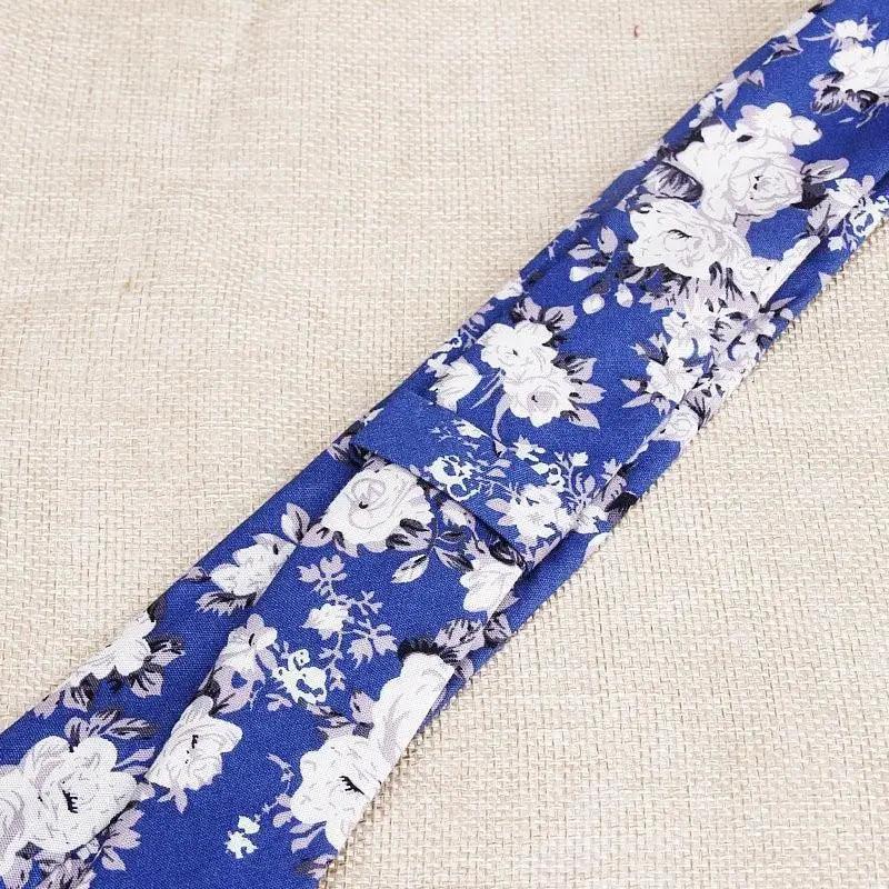 Luxury Flower Handmade Cotton Ties For Men Classic Colorful Printed Floral Designs Necktie For Wedding - STIL6348SHDGU