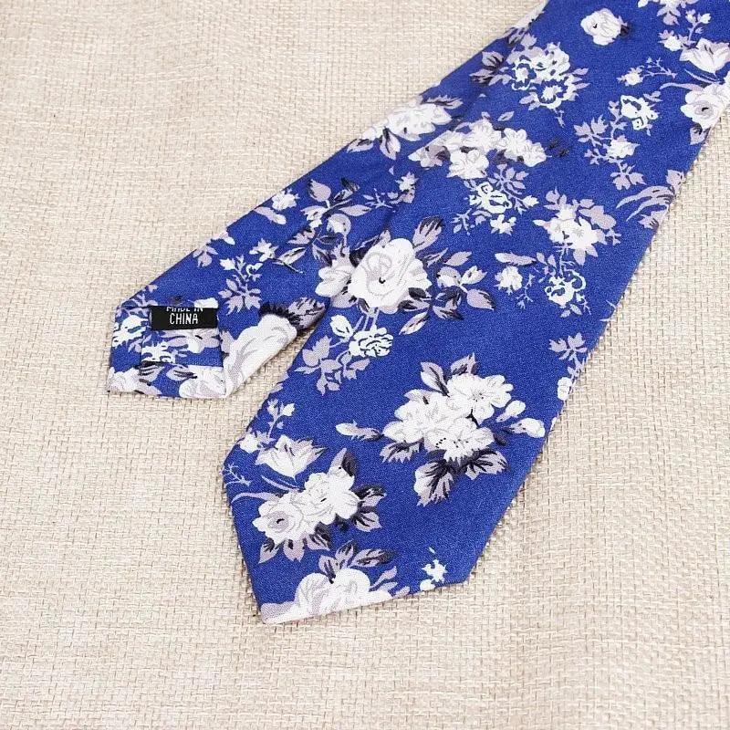 Luxury Flower Handmade Cotton Ties For Men Classic Colorful Printed Floral Designs Necktie For Wedding - STIL6348SHDGU