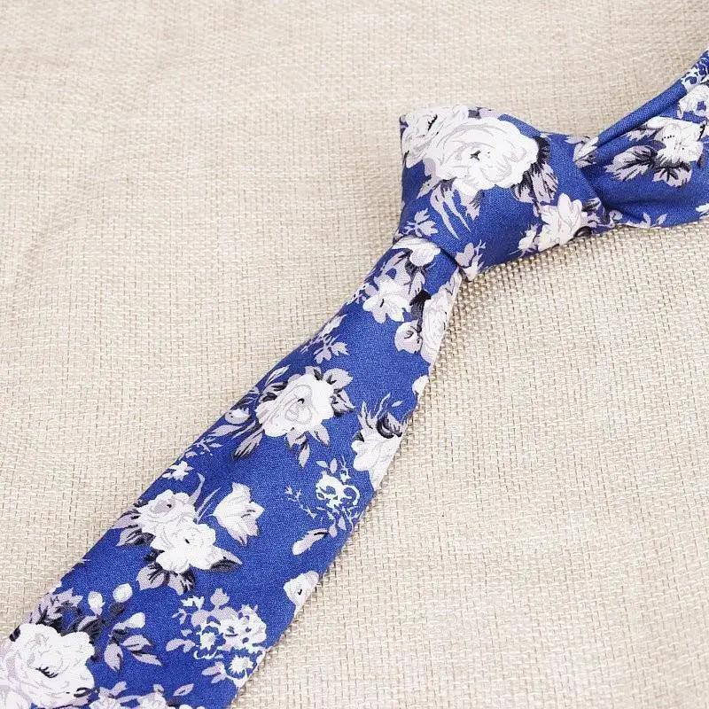 Luxury Flower Handmade Cotton Ties For Men Classic Colorful Printed Floral Designs Necktie For Wedding - STIL6348SHDGU