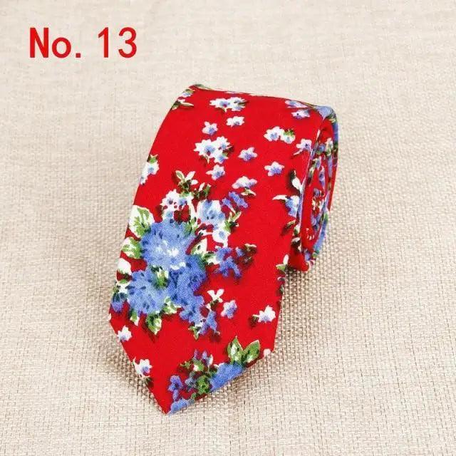 Luxury Flower Handmade Cotton Ties For Men Classic Colorful Printed Floral Designs Necktie For Wedding - 13