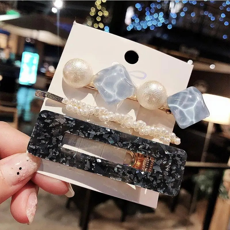 Luxury Ladies Fashion Pearl Hairpins Vintage Barrettes Acrylic Hair Clip Handmade Pearl Hair Pins For Women