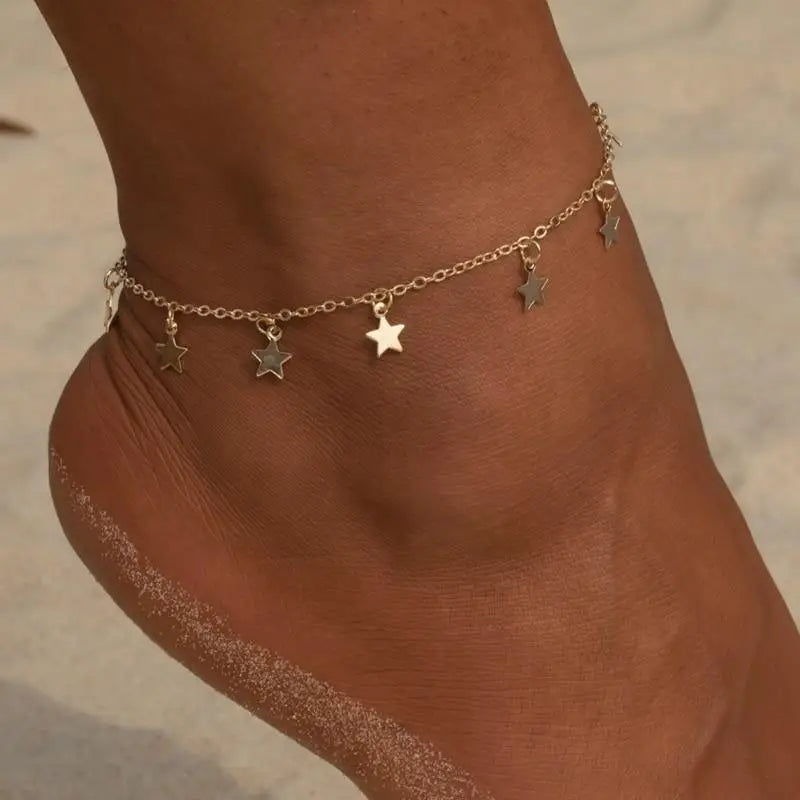 Luxury Modern Elegant Trend NEW Star Butterfly Anklets for Women Bohemian Anklet Gold Silver Color Chain Jewelry For Hand and Leg - STEVVEX Jewelry - bohemian style, brecelet, bridal accessories, butterfly anklet, butterfly anklets, butterfly bracelet, Butterfly brecelet, butterfly cuban, butterflyshape anklets, foot fashion, jewelry, Miami cuban link chain Butterfly charm choker necklace for unisex, star bracelets, women accessories, women fashion - Stevvex.com