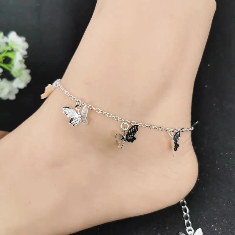 Luxury Modern Elegant Trend NEW Star Butterfly Anklets for Women Bohemian Anklet Gold Silver Color Chain Jewelry For Hand and Leg - STEVVEX Jewelry - bohemian style, brecelet, bridal accessories, butterfly anklet, butterfly anklets, butterfly bracelet, Butterfly brecelet, butterfly cuban, butterflyshape anklets, foot fashion, jewelry, Miami cuban link chain Butterfly charm choker necklace for unisex, star bracelets, women accessories, women fashion - Stevvex.com