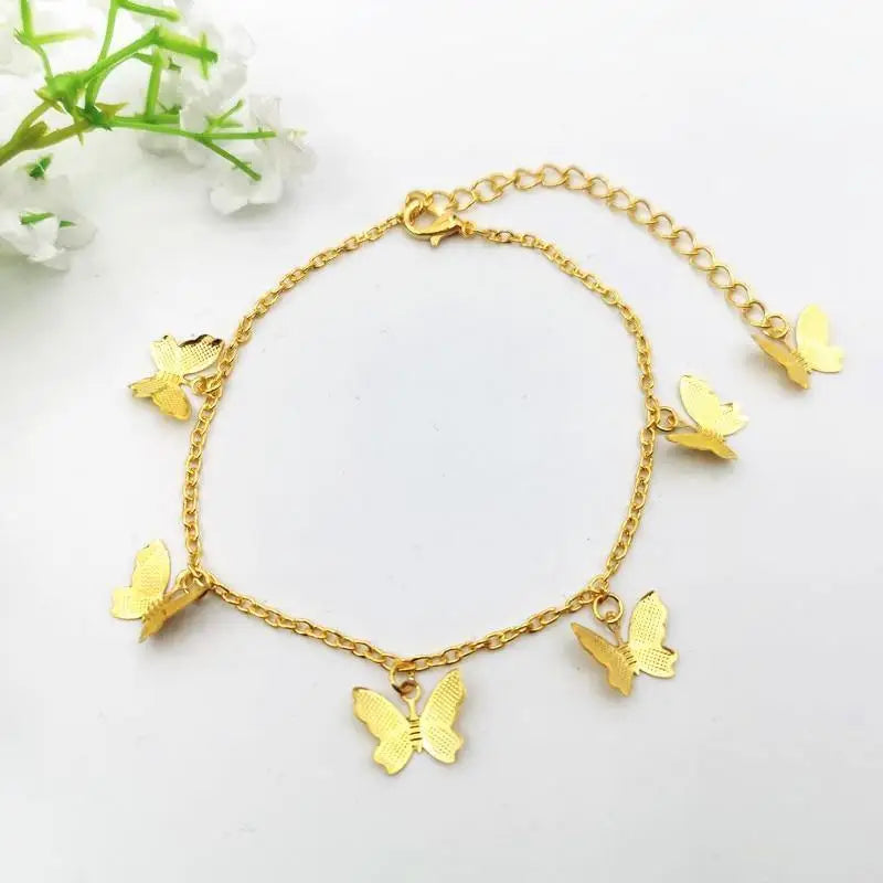 Luxury Modern Elegant Trend NEW Star Butterfly Anklets for Women Bohemian Anklet Gold Silver Color Chain Jewelry For Hand and Leg - STEVVEX Jewelry - bohemian style, brecelet, bridal accessories, butterfly anklet, butterfly anklets, butterfly bracelet, Butterfly brecelet, butterfly cuban, butterflyshape anklets, foot fashion, jewelry, Miami cuban link chain Butterfly charm choker necklace for unisex, star bracelets, women accessories, women fashion - Stevvex.com