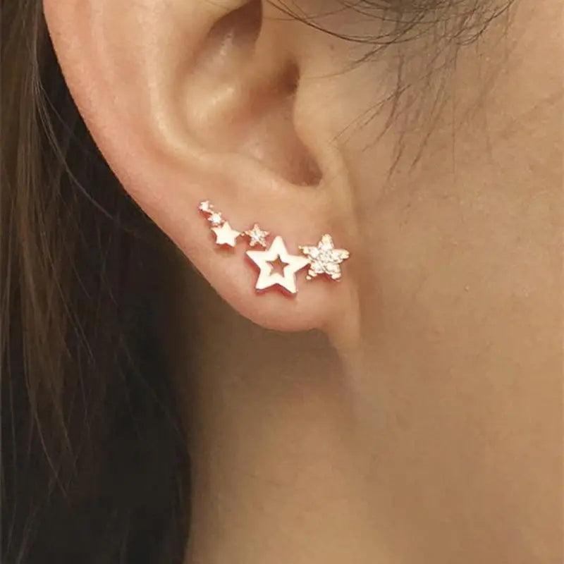 Luxury Modern Sparkling White Zircon Exquisite Simple And Stylish Star Drop Women’s Earrings Versatile Female Earring