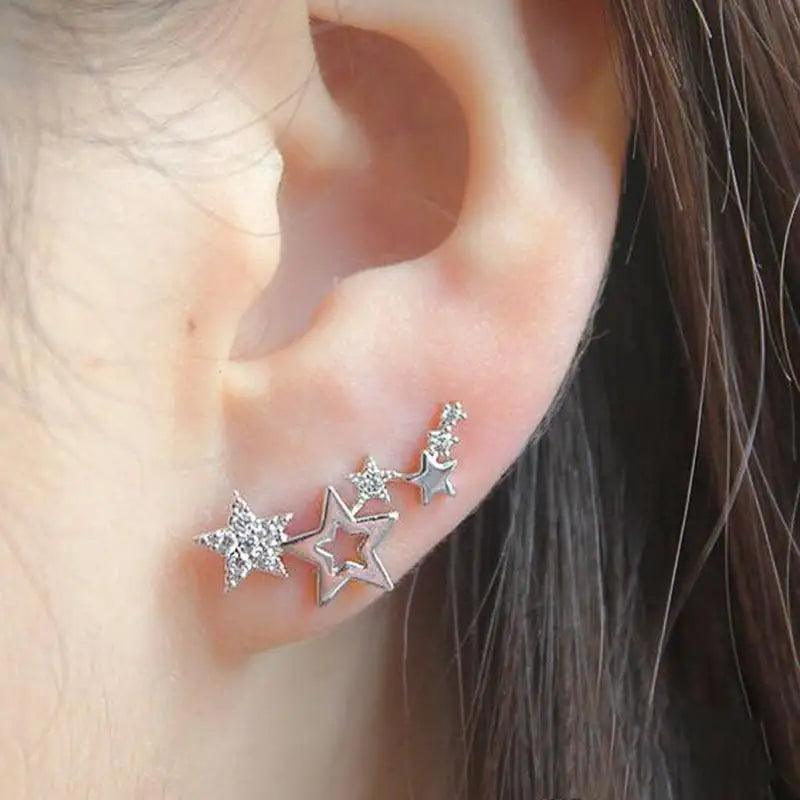 Luxury Modern Sparkling White Zircon Exquisite Simple And Stylish Star Drop Women’s Earrings Versatile Female Earring