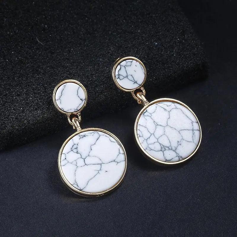 Luxury New Latest Round Dangle Drop Women’s Earrings Stylish Round Heart Gold Female Earring - Trendy Wedding Jewelry