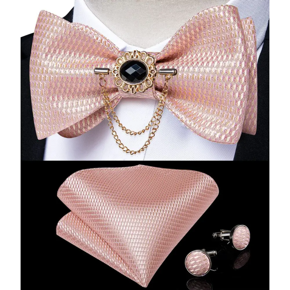 Luxury Pink Solid Men Bow Tie Silk Business Wedding Elegant Bowtie For Men Unique Desing For Every Occasion