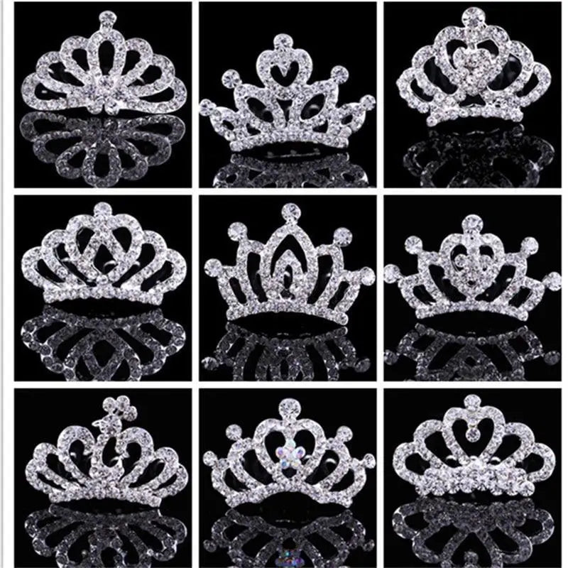 Luxury Rhinestone Hair Clip For Girls Silver Mini Crown Tiaras For Women Elegant Crystal Shiny Jewelry For Women