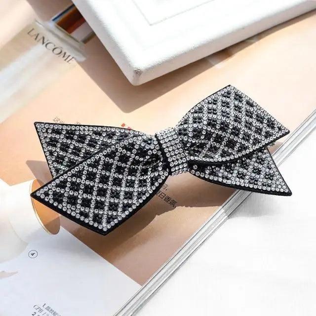 Luxury Shiny Ladies Bowknot Hair Clips For Women Fashion Hair Barrettes Black Hair Clips Hair Jewelry Excellent Gift