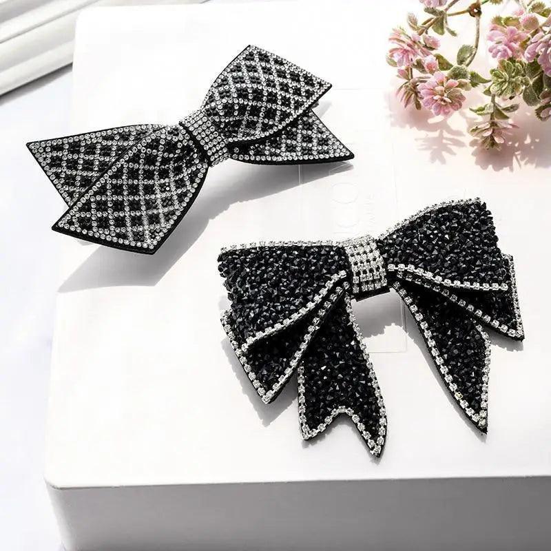 Luxury Shiny Ladies Bowknot Hair Clips For Women Fashion Hair Barrettes Black Hair Clips Hair Jewelry Excellent Gift