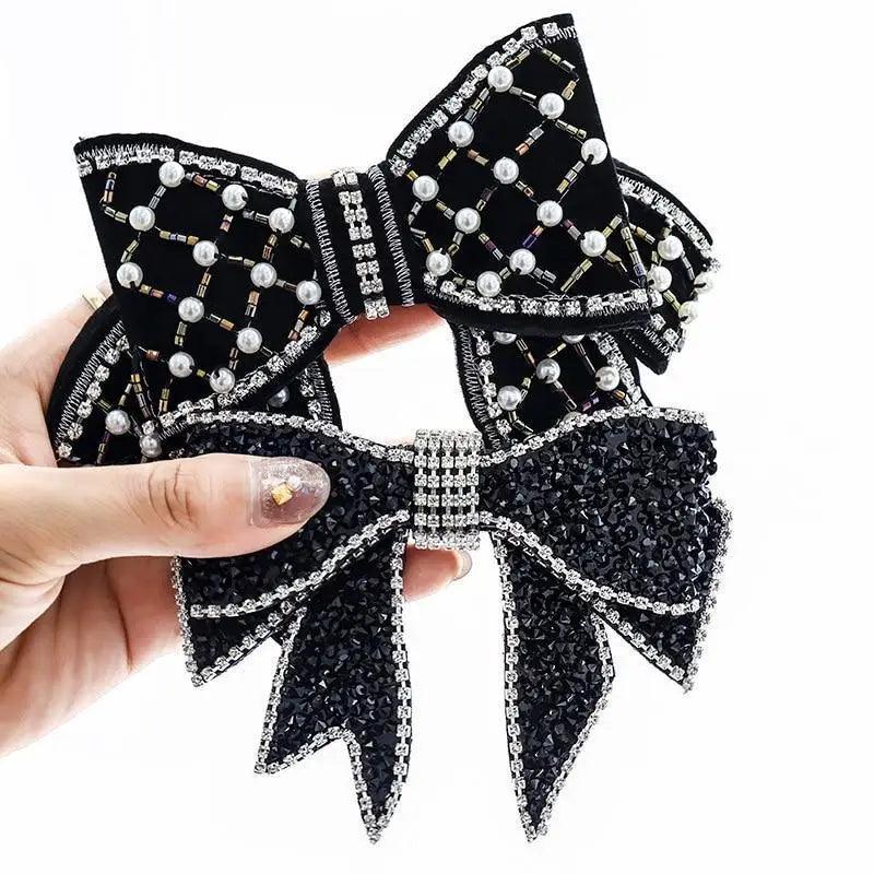 Luxury Shiny Ladies Bowknot Hair Clips For Women Fashion Hair Barrettes Black Hair Clips Hair Jewelry Excellent Gift