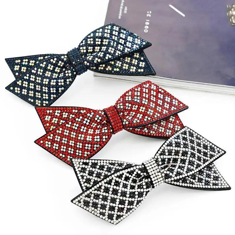 Luxury Shiny Ladies Bowknot Hair Clips For Women Fashion Hair Barrettes Black Hair Clips Hair Jewelry Excellent Gift