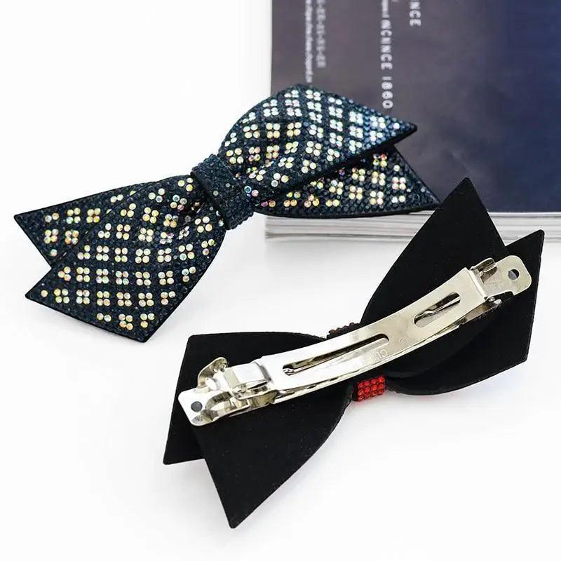 Luxury Shiny Ladies Bowknot Hair Clips For Women Fashion Hair Barrettes Black Hair Clips Hair Jewelry Excellent Gift