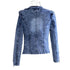 Luxury Spring Fashionable Women Denim Jacket Slim Zipper Casual Short Sequins Outerwear Ladies Vintage Crystal Biker