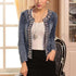 Luxury Spring Fashionable Women Denim Jacket Slim Zipper Casual Short Sequins Outerwear Ladies Vintage Crystal Biker