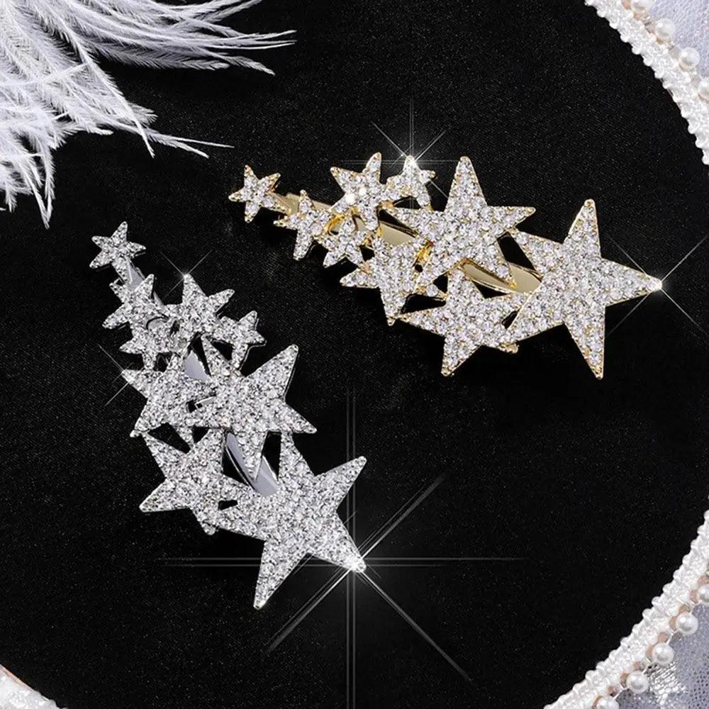 Luxury Star Shape Silver Crystal Shiny Hairpins For Women Modern Design Women Hair Barrettes - STIL7567IUYTE