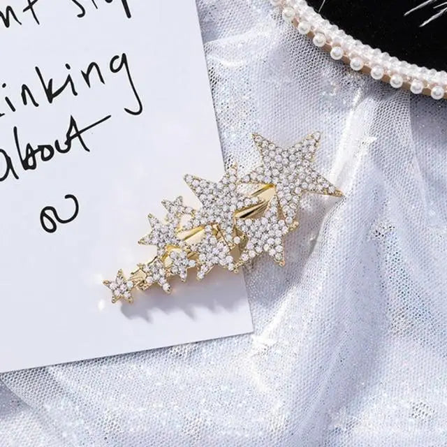 Luxury Star Shape Silver Crystal Shiny Hairpins For Women Modern Design Women Hair Barrettes - 1 - STIL7567IUYTE