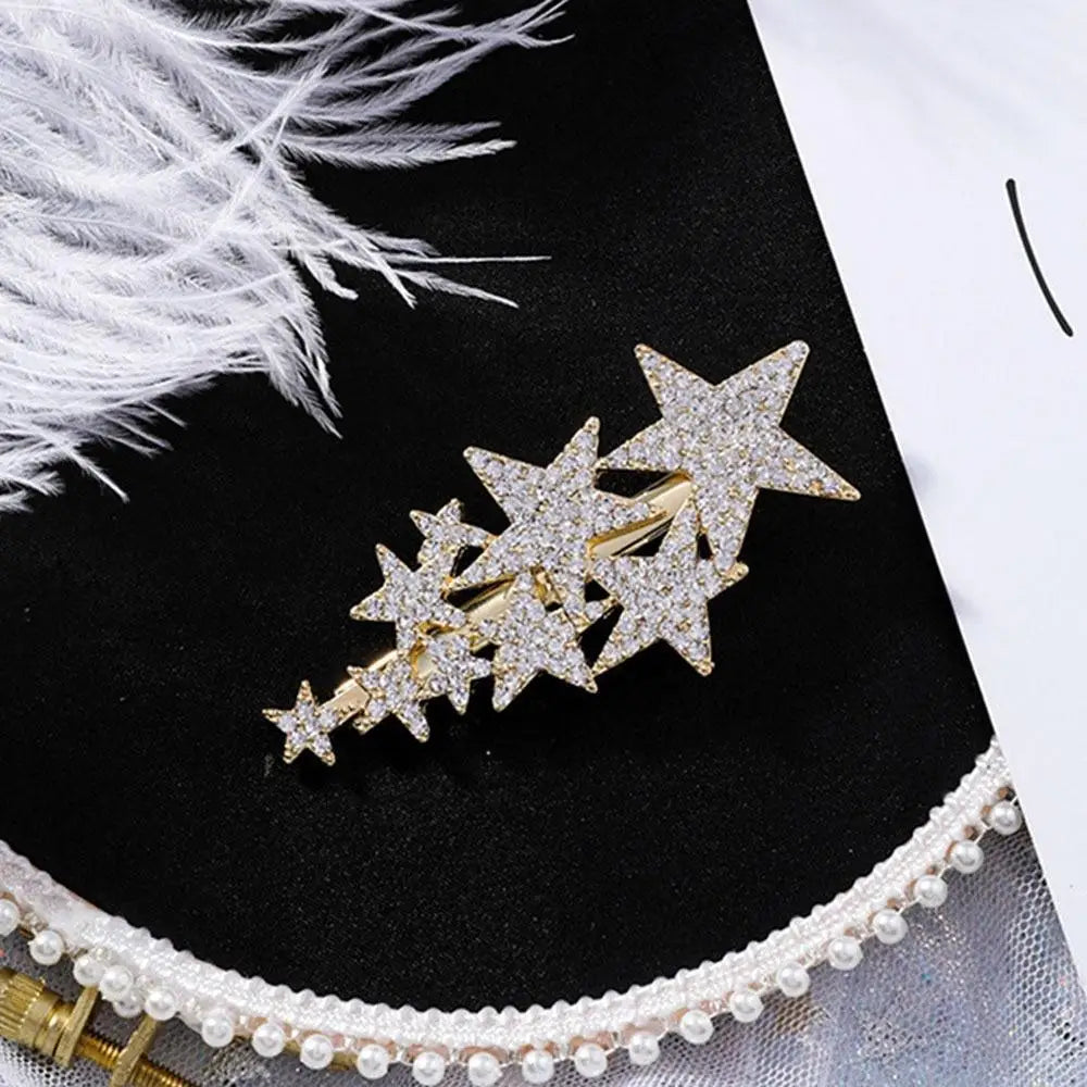 Luxury Star Shape Silver Crystal Shiny Hairpins For Women Modern Design Women Hair Barrettes - STIL7567IUYTE