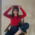 Luxury Style O - neck Short Knitted Sweaters Women Thin Cardigan Fashionable Sleeve Sun Protection Crop Top - Red