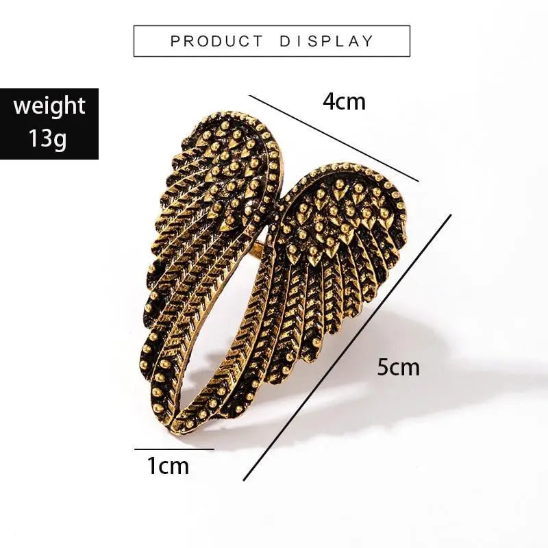 Luxury Unique Antique Angel Wing Stainless Steel Beast Ring For Women And Girls - Trendy Jewelry For Women’s Gifts