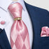 Luxury Wedding High Quality Solid Color Floral Tie For Men Fashion Silk Necktie Cufflink Silk Tie Set For Men - 6