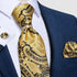 Luxury Wedding High Quality Solid Color Floral Tie For Men Fashion Silk Necktie Cufflink Silk Tie Set For Men - 14