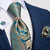 Luxury Wedding High Quality Solid Color Floral Tie For Men Fashion Silk Necktie Cufflink Silk Tie Set For Men - 19