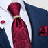 Luxury Wedding High Quality Solid Color Floral Tie For Men Fashion Silk Necktie Cufflink Silk Tie Set For Men - 15