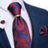 Luxury Wedding High Quality Solid Color Floral Tie For Men Fashion Silk Necktie Cufflink Silk Tie Set For Men - 17