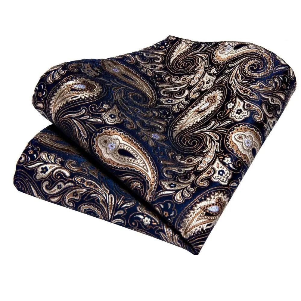 Luxury Wedding Party Floral Design Silk Necktie Hanky And Matching Cufflinks Set For Men Classic Design Necktie Set