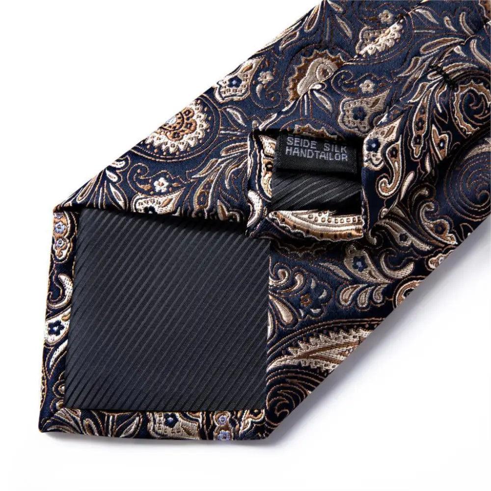 Luxury Wedding Party Floral Design Silk Necktie Hanky And Matching Cufflinks Set For Men Classic Design Necktie Set