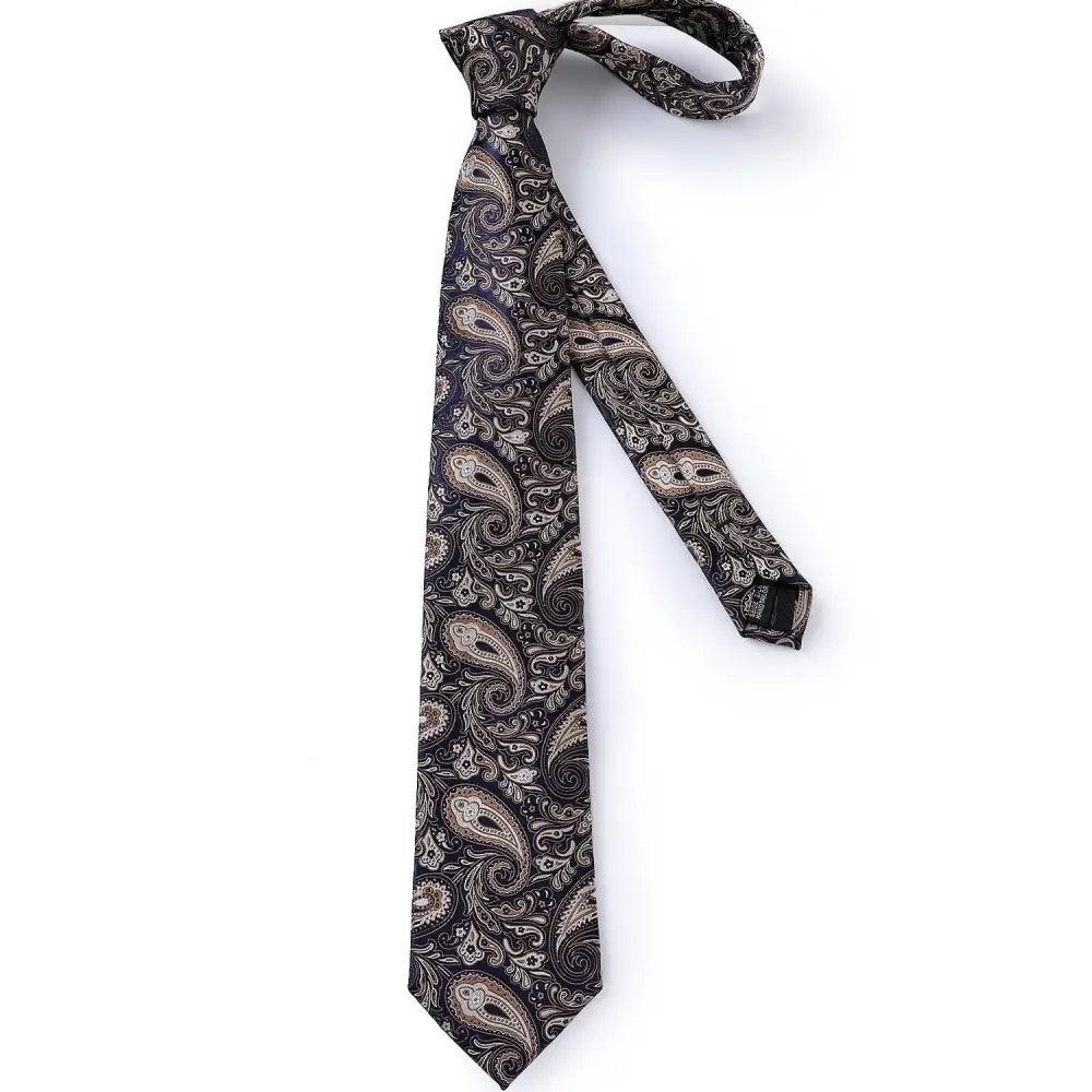 Luxury Wedding Party Floral Design Silk Necktie Hanky And Matching Cufflinks Set For Men Classic Design Necktie Set