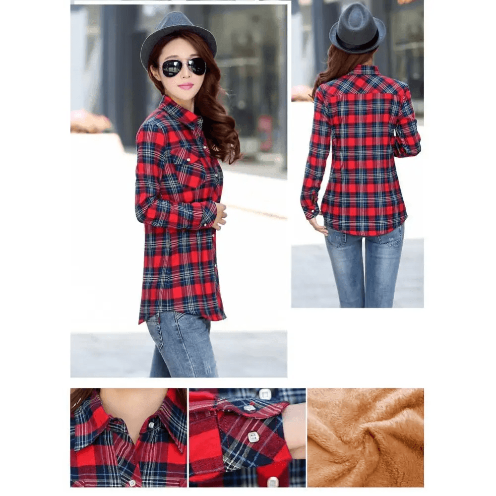 Luxury Winter Warm, Plus Velvet Thicken Plaid Shirt Style Coat Jacket For Women Clothes/Tops/Casual/Jacket/Outerwear For Female - ALLURELATION - 574, Jacket, Jacket For girls, jacket for women - Stevvex.com