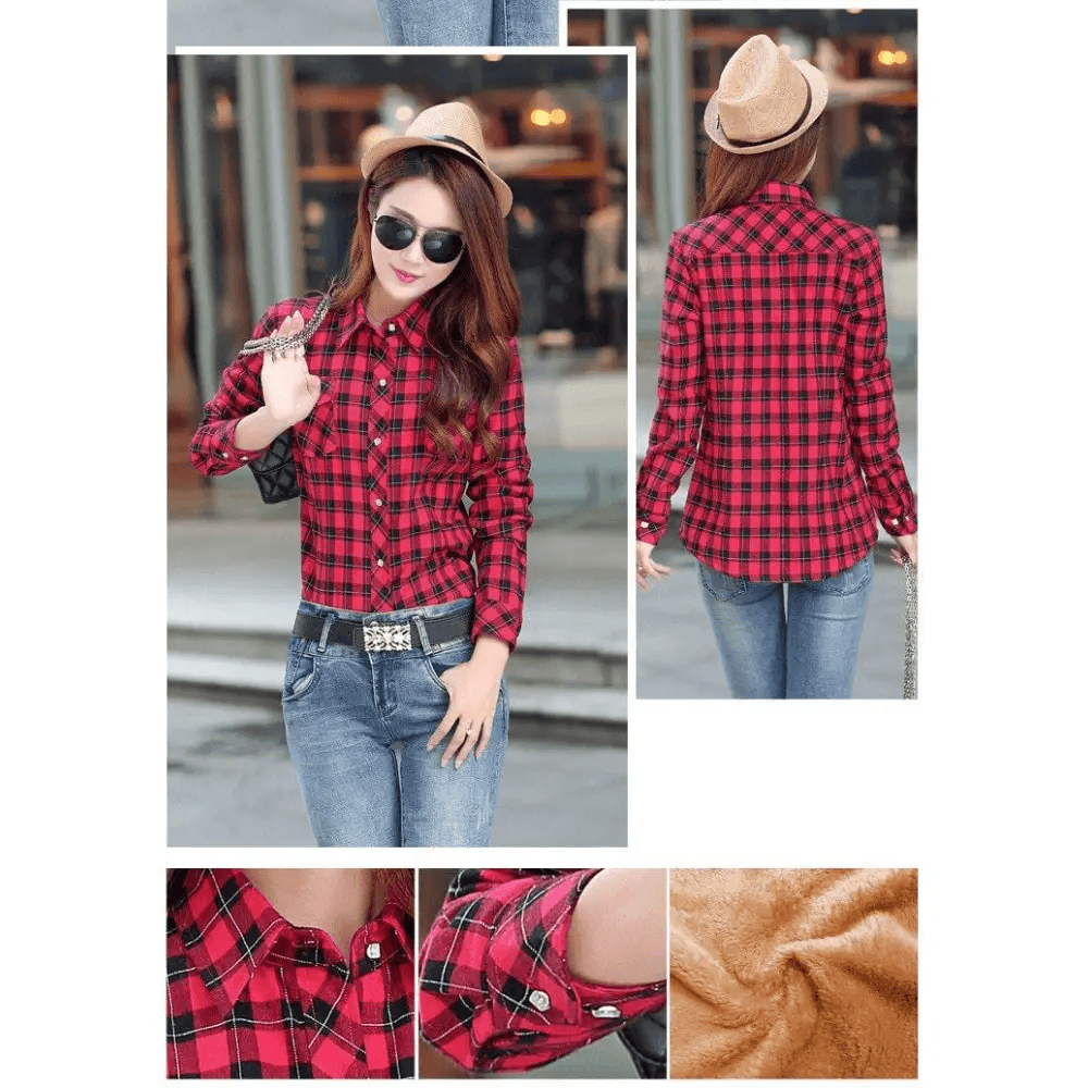 Luxury Winter Warm, Plus Velvet Thicken Plaid Shirt Style Coat Jacket For Women Clothes/Tops/Casual/Jacket/Outerwear For Female - ALLURELATION - 574, Jacket, Jacket For girls, jacket for women - Stevvex.com