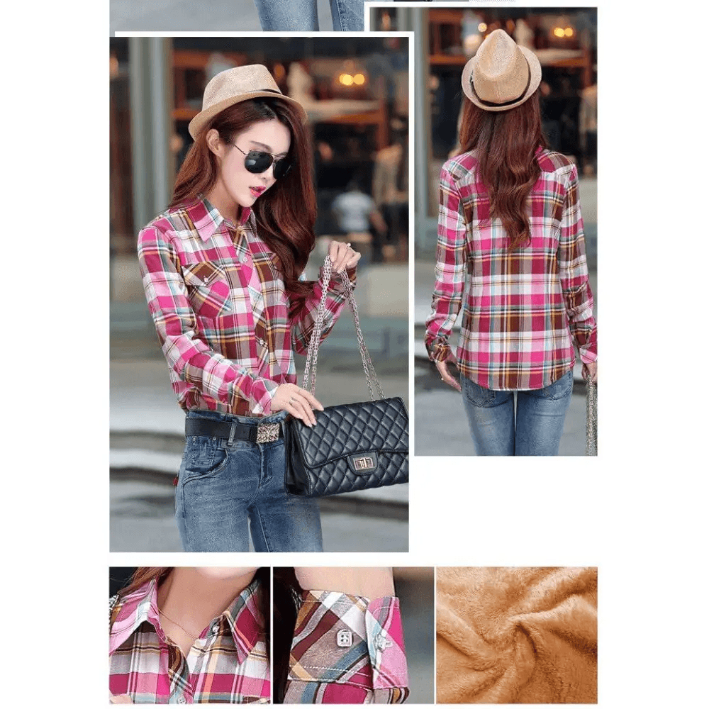 Luxury Winter Warm, Plus Velvet Thicken Plaid Shirt Style Coat Jacket For Women Clothes/Tops/Casual/Jacket/Outerwear For Female - ALLURELATION - 574, Jacket, Jacket For girls, jacket for women - Stevvex.com