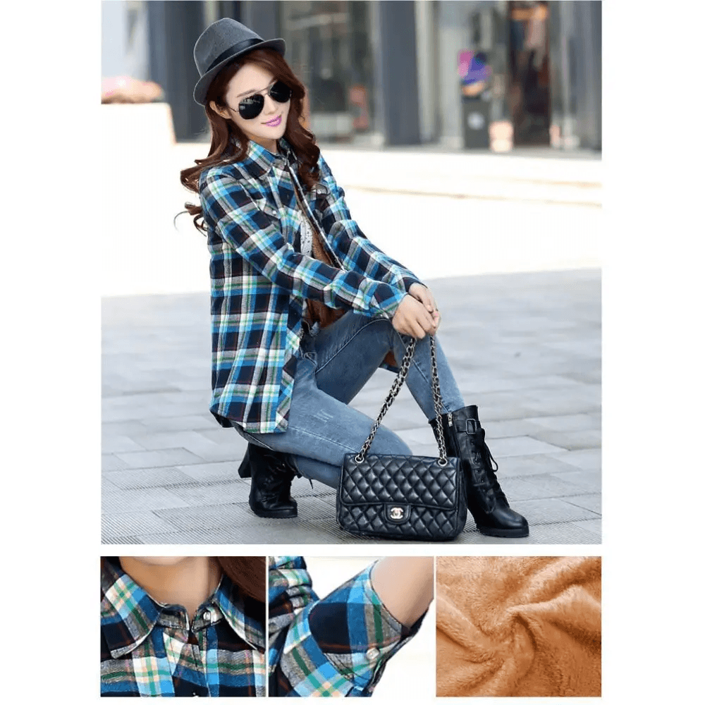 Luxury Winter Warm, Plus Velvet Thicken Plaid Shirt Style Coat Jacket For Women Clothes/Tops/Casual/Jacket/Outerwear For Female - ALLURELATION - 574, Jacket, Jacket For girls, jacket for women - Stevvex.com