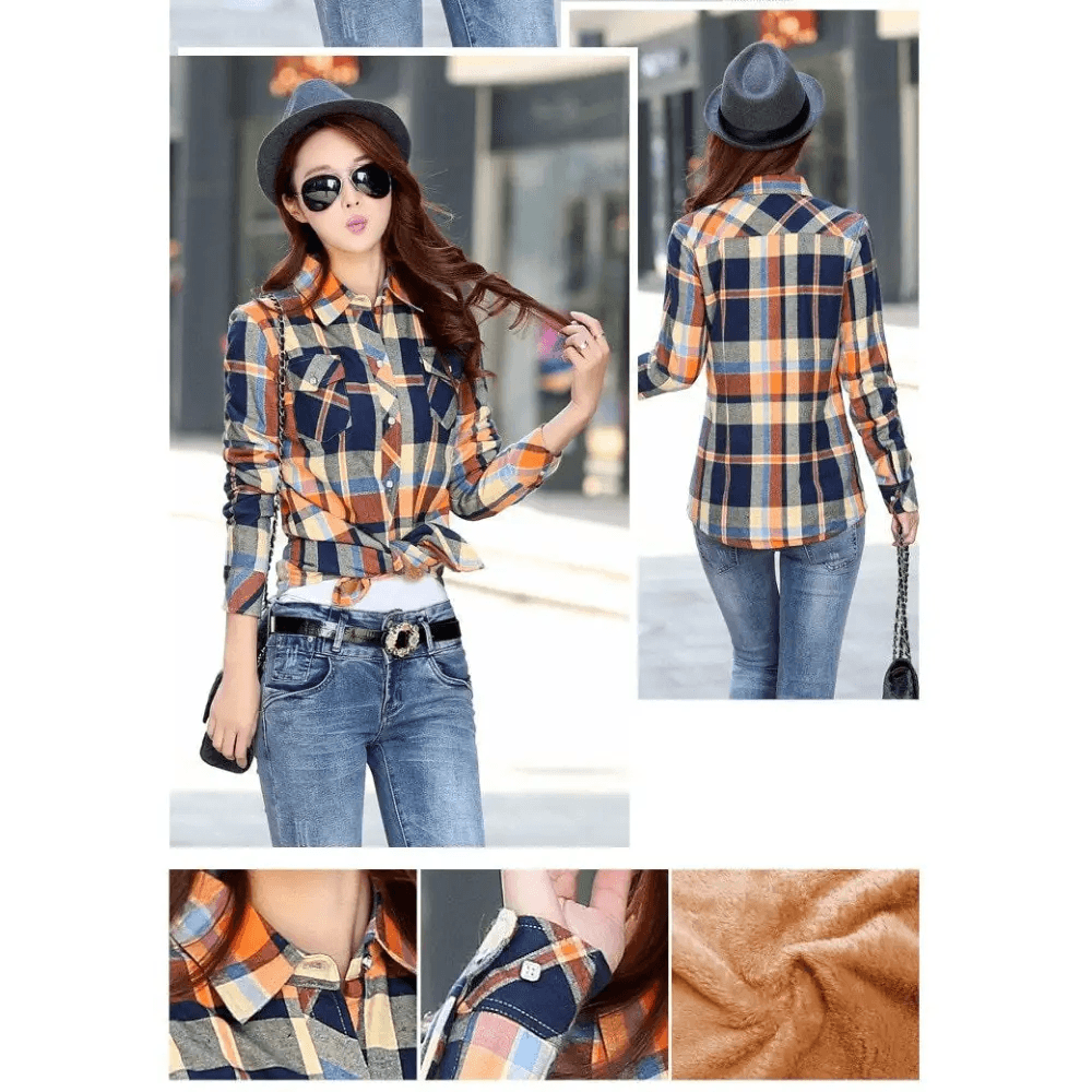 Luxury Winter Warm, Plus Velvet Thicken Plaid Shirt Style Coat Jacket For Women Clothes/Tops/Casual/Jacket/Outerwear For Female - ALLURELATION - 574, Jacket, Jacket For girls, jacket for women - Stevvex.com