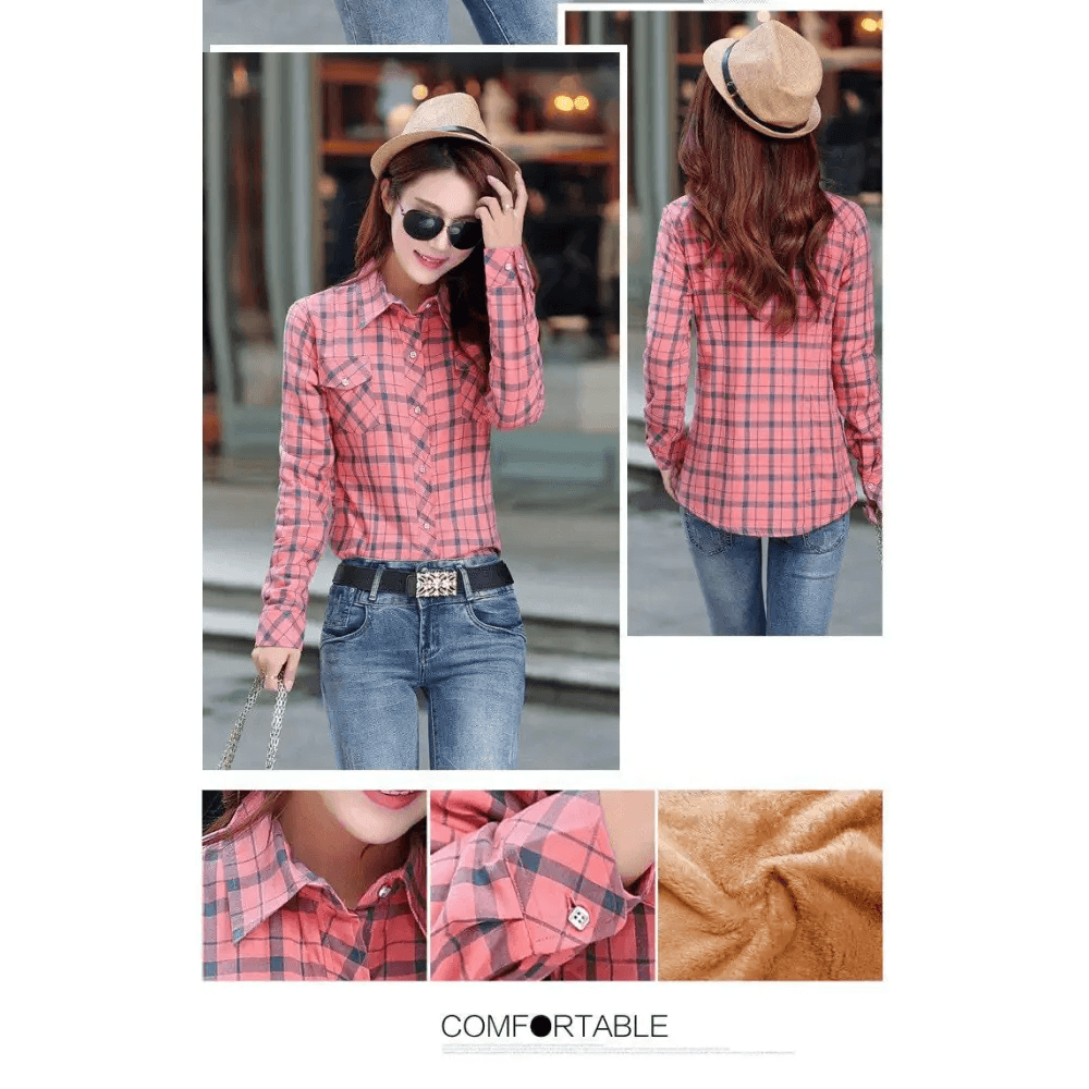 Luxury Winter Warm, Plus Velvet Thicken Plaid Shirt Style Coat Jacket For Women Clothes/Tops/Casual/Jacket/Outerwear For Female - ALLURELATION - 574, Jacket, Jacket For girls, jacket for women - Stevvex.com