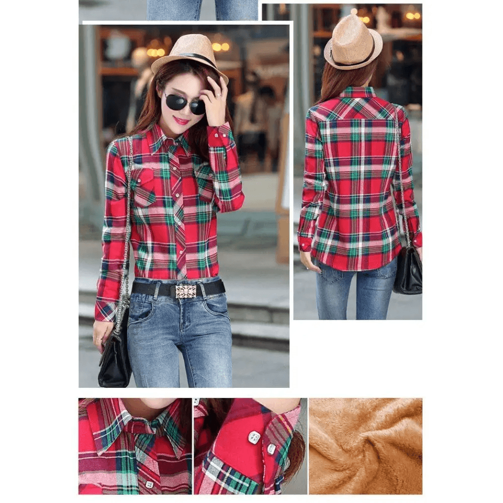 Luxury Winter Warm, Plus Velvet Thicken Plaid Shirt Style Coat Jacket For Women Clothes/Tops/Casual/Jacket/Outerwear For Female - ALLURELATION - 574, Jacket, Jacket For girls, jacket for women - Stevvex.com