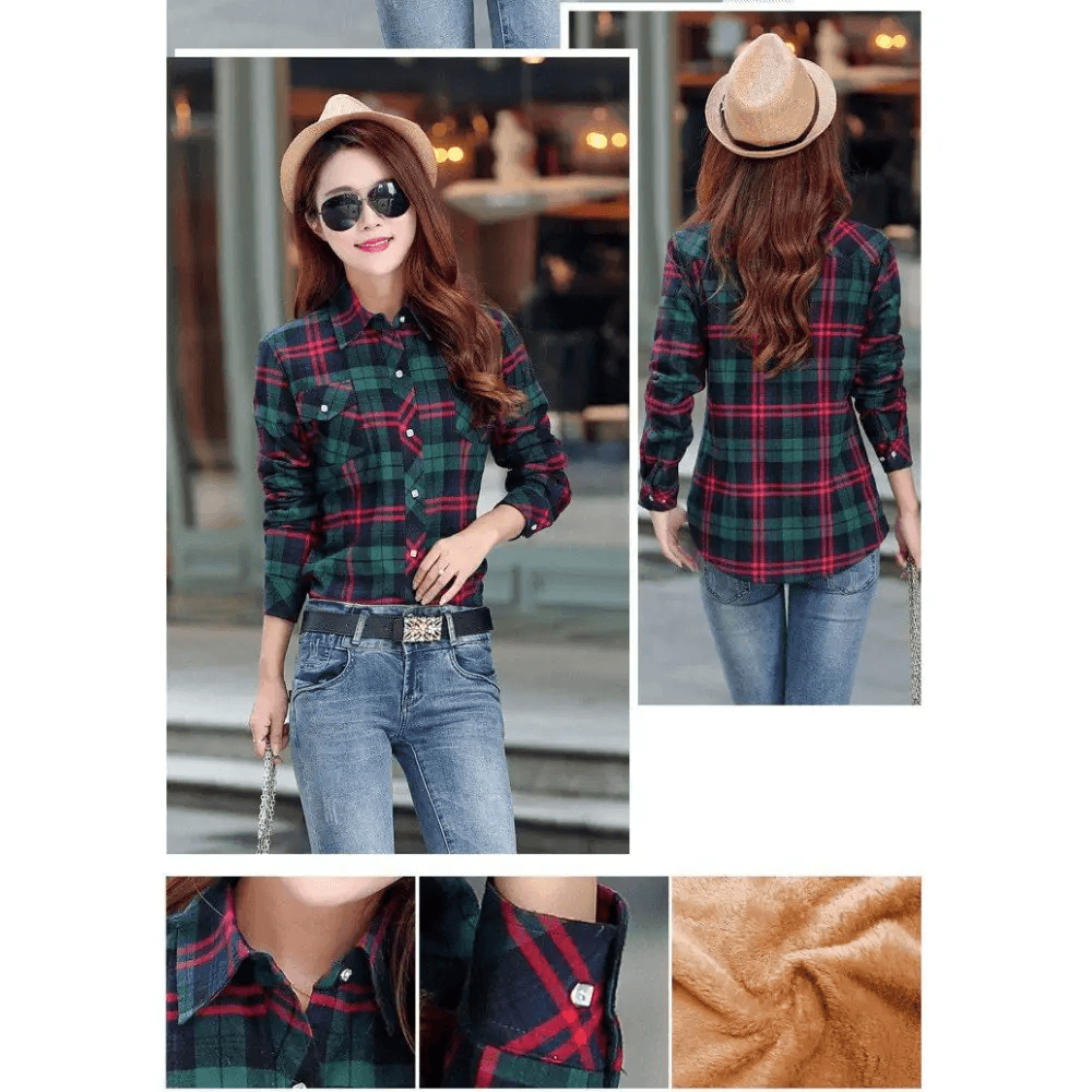 Luxury Winter Warm, Plus Velvet Thicken Plaid Shirt Style Coat Jacket For Women Clothes/Tops/Casual/Jacket/Outerwear For Female - ALLURELATION - 574, Jacket, Jacket For girls, jacket for women - Stevvex.com