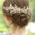 Luxury Women Charming Flower Leaf Pearl Crystal Bridal Hair Comb Pearl Handmade Hair Pin For Women - 6 - STIL5443RRTTY